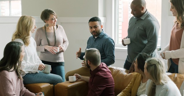 Leader talking to a group