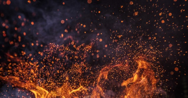 Sparks from a fire
