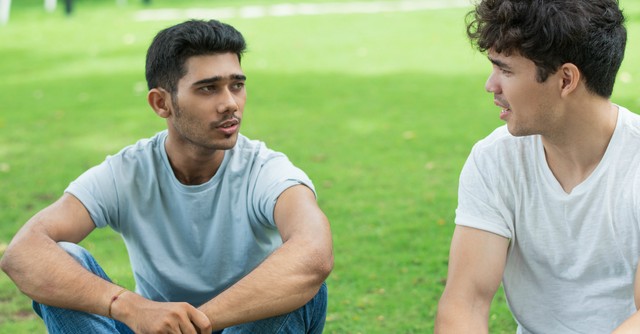 Two friends having a conversation
