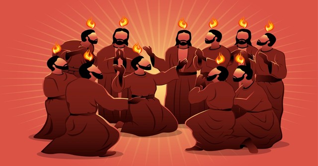 An illustration of Pentecost sunday, tongues of fire