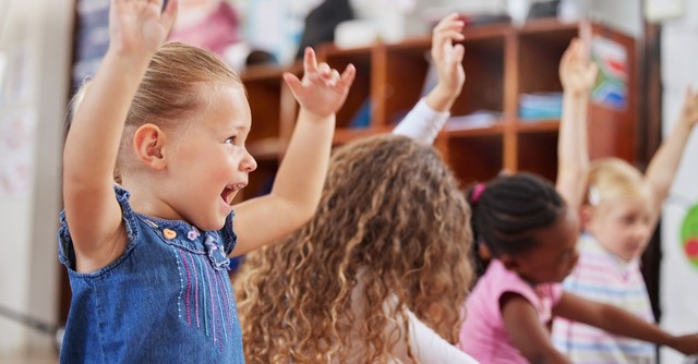 Preschoolers singing a song at Sunday school