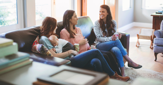 Mom friends in different stages of motherhood