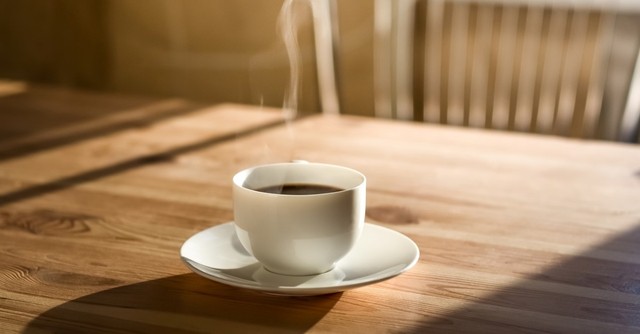 cup of hot coffee in the morning