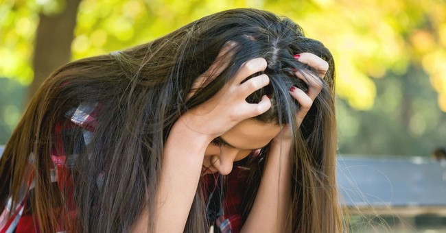 stressed woman outside