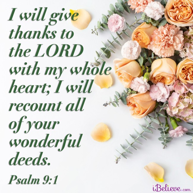 Psalm 9:1, inspirational image