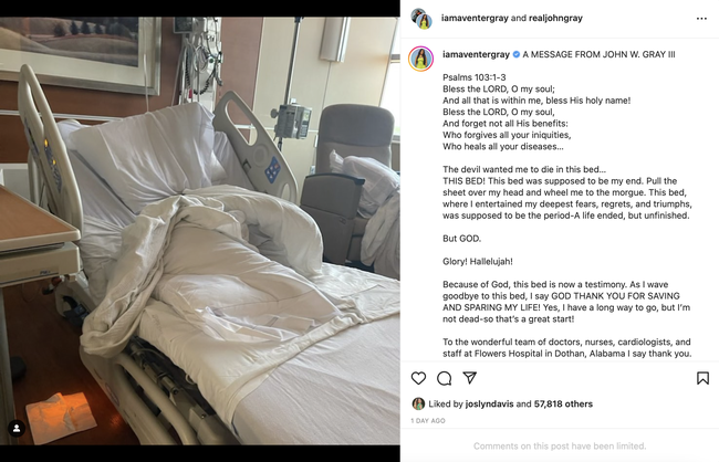 John Gray shares that he is leaving the hospital