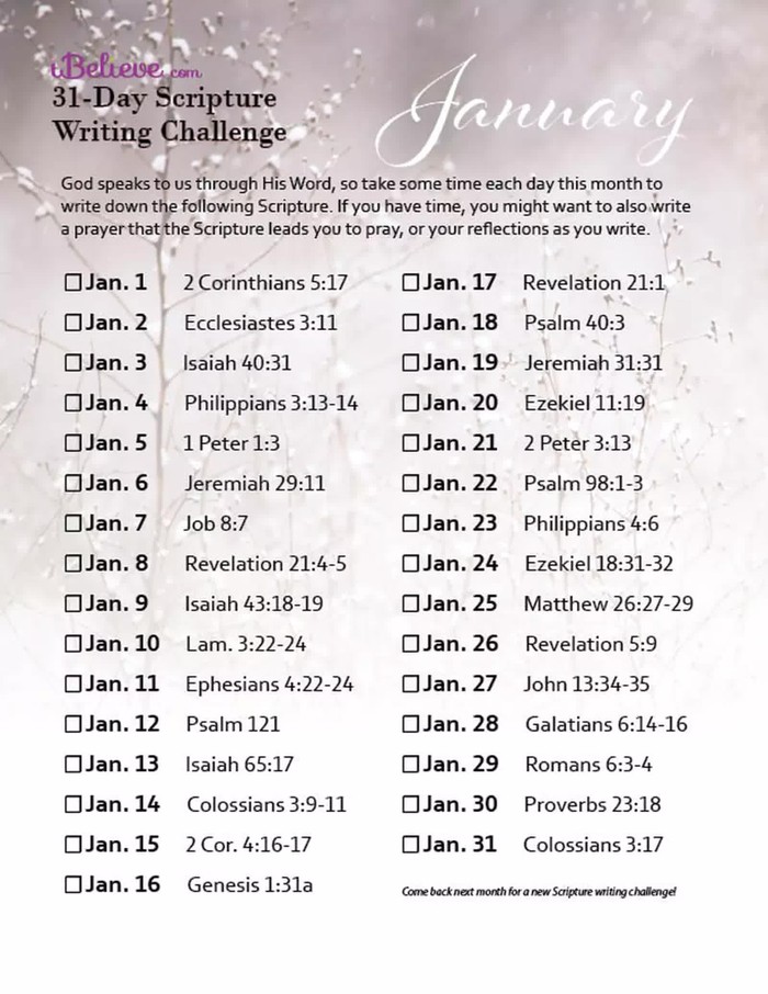 January Scripture Writing Guide (2020)
