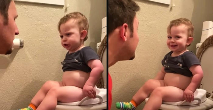 Hilarious Declaration from Little Kid on Toilet Has Dad Laughing So Hard He's In Tears