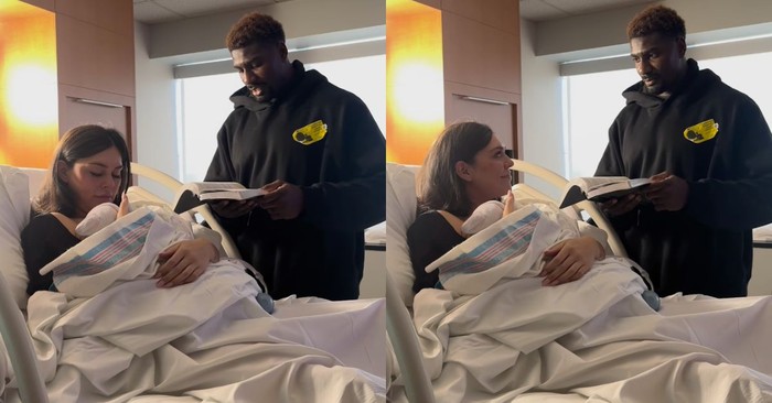 NFL Wife Posts Emotional Video of Husband Reading Proverbs 31 over Her and Newborn