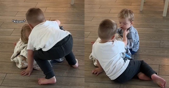 Toddler Shows Kindness and Love to His Upset Baby Brother