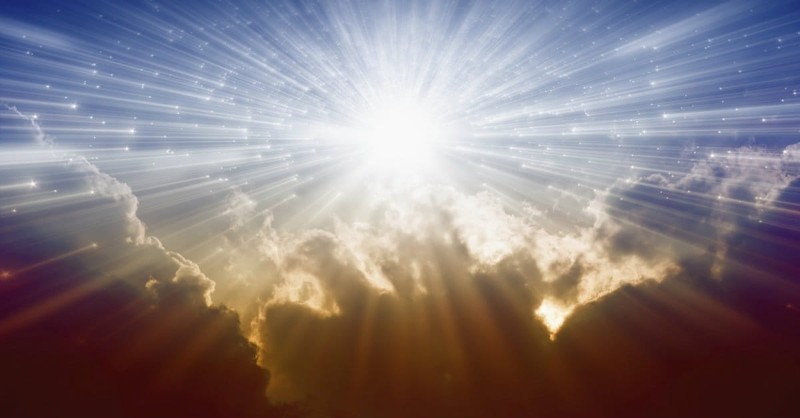 Sun shining through clouds, kingdom of god