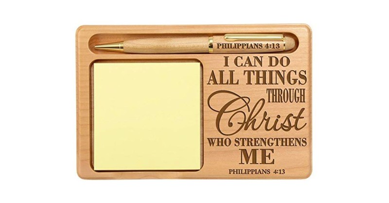 Philippians 4:13 Wooden Notepad and Pen Holder