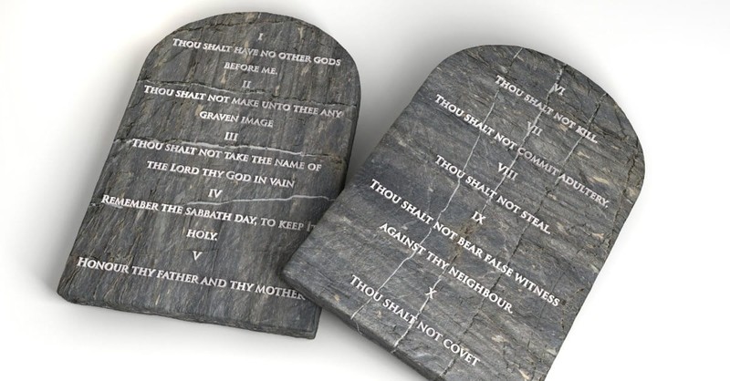 two stone slabs, the Ten Commandments