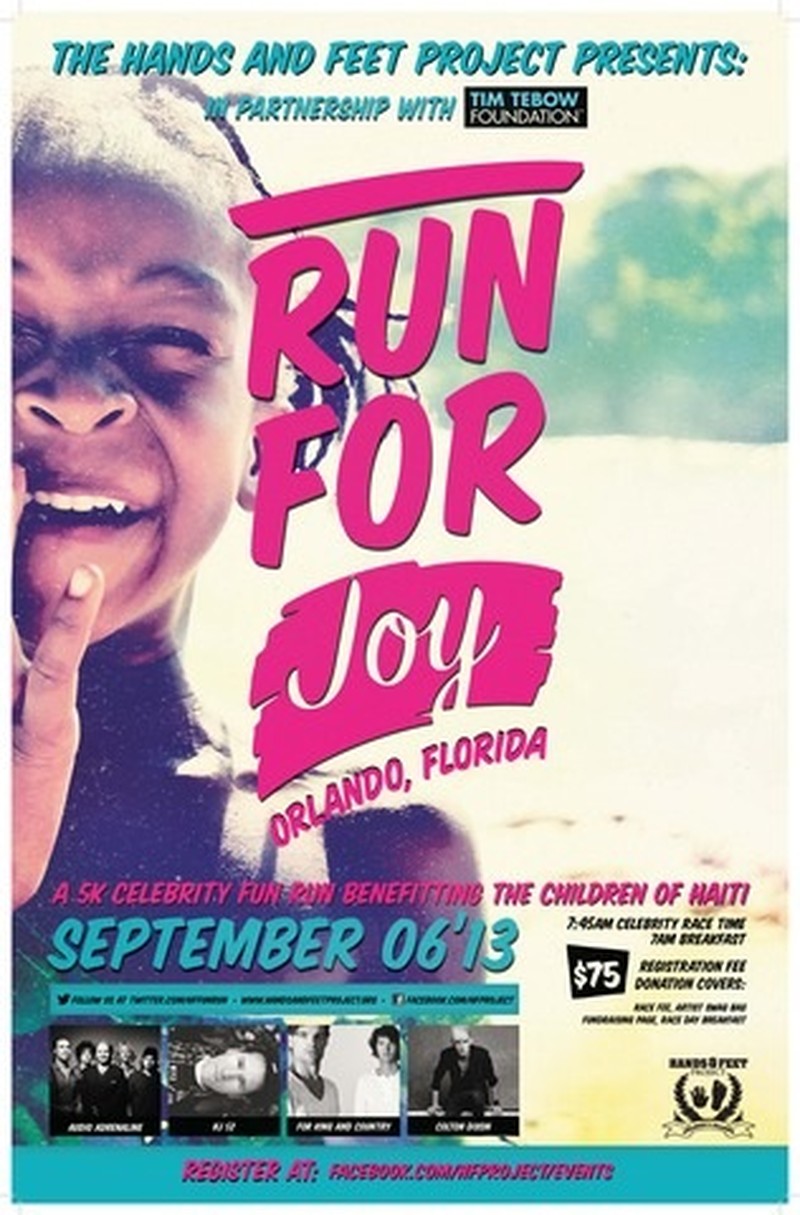 The Hands & Feet Project Announces "Run For Joy" Celebrity 5K Race on September 6 in Orlando