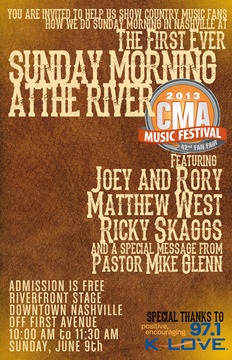 Matthew West to Perform at First-Ever “Sunday Morning At The River” at CMA Music Festival on June 9