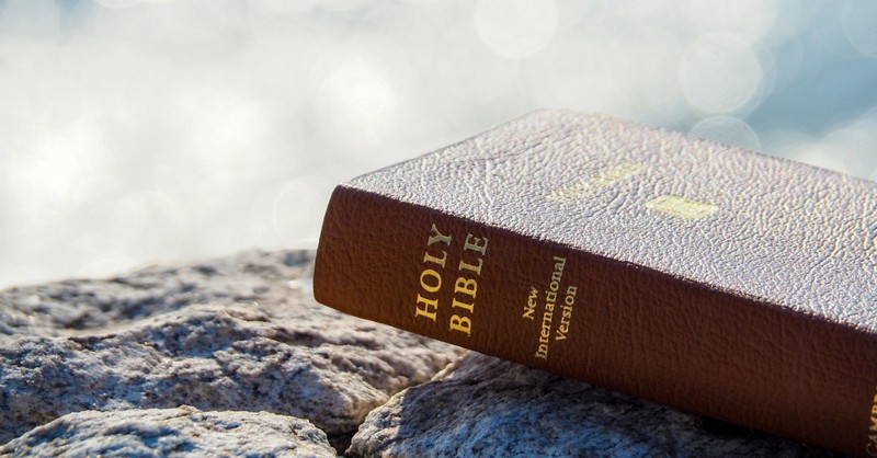 Close up of the spine of a Bible