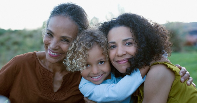 multigenerational family grandma and mom