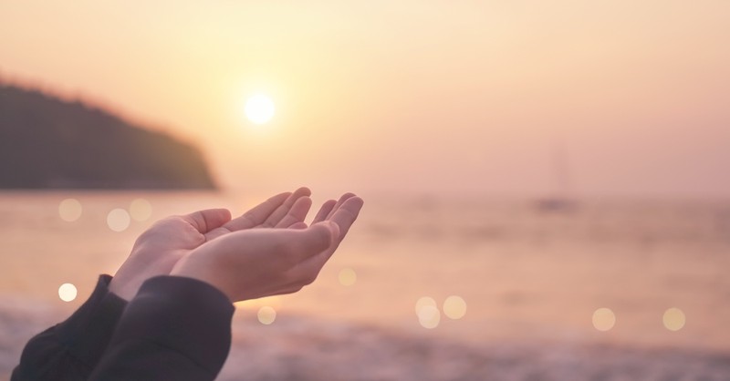 holding open hands up to soft light sunset, fearfully and wonderfully made