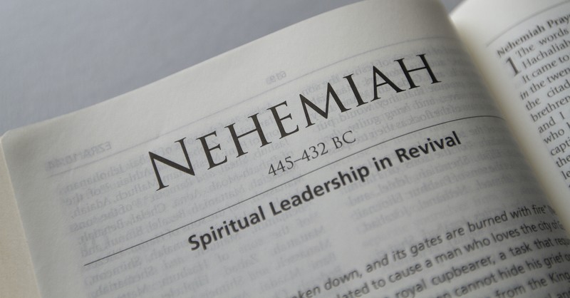 Bible open to Book of Nehemiah