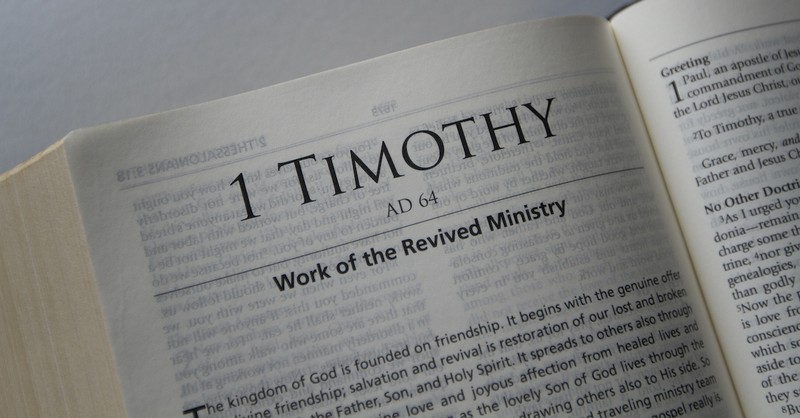 Bible open to 1 Timothy, summary of 1 Timothy