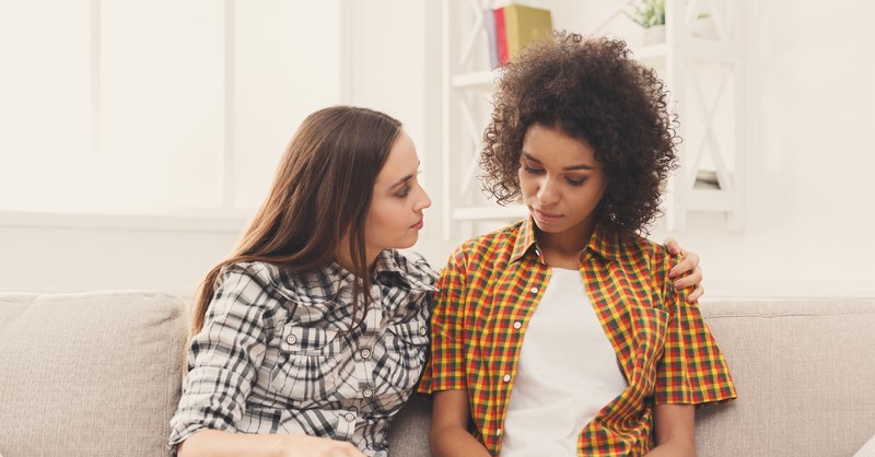 woman comforting friend, bible verses self-care