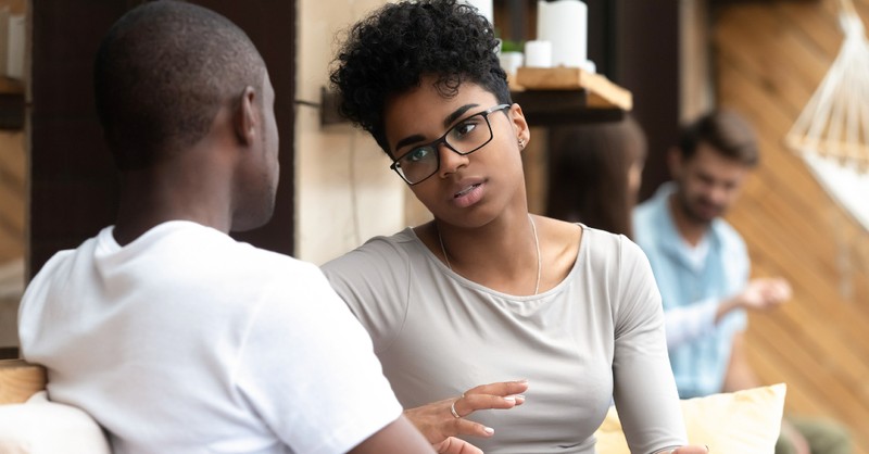 couple in a serious conversation