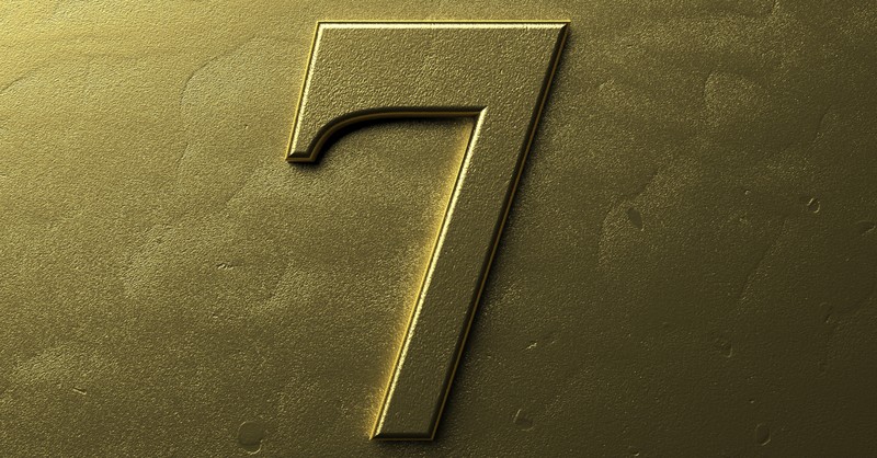 raised number 7 in gold, numbres in the bible