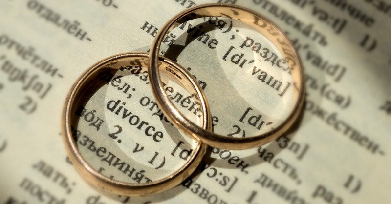 wedding bands on top of dictionary page with word divorce, what the Bible says about divorce