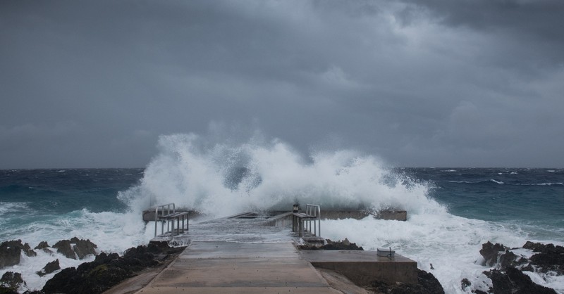 Storm surge over a pier