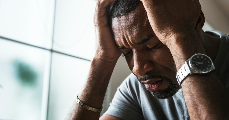 man upset and stressed battling sin