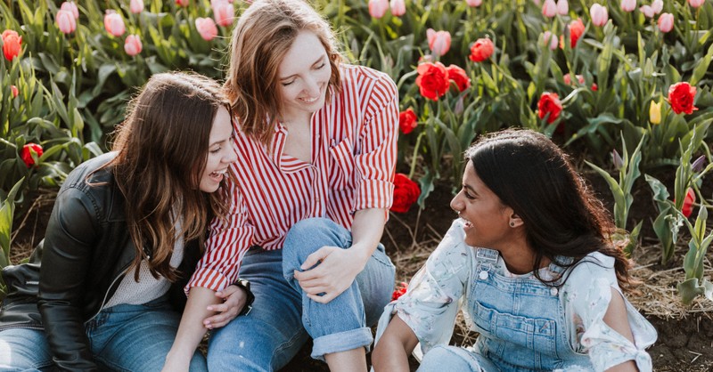 Three women sitting together