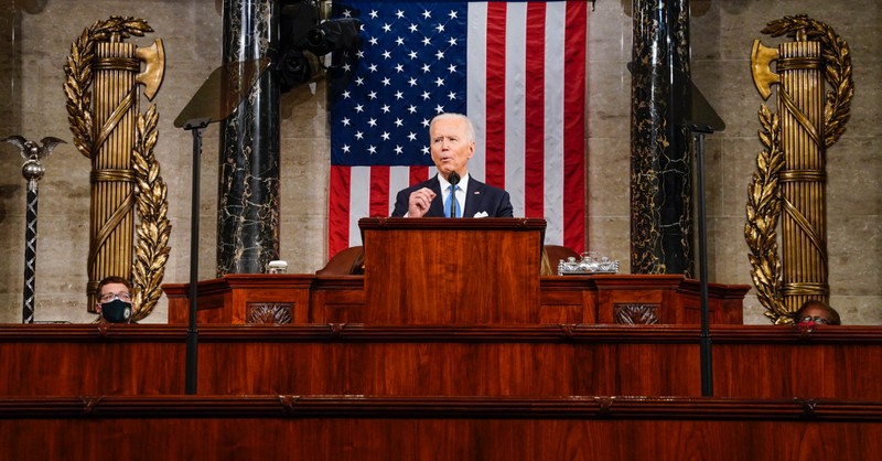Joe Biden, Biden delivers first speech before a joint Congress