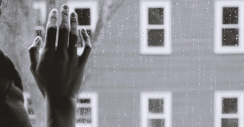 Hand on a rainy window, trials lead to learning, this too shall pass