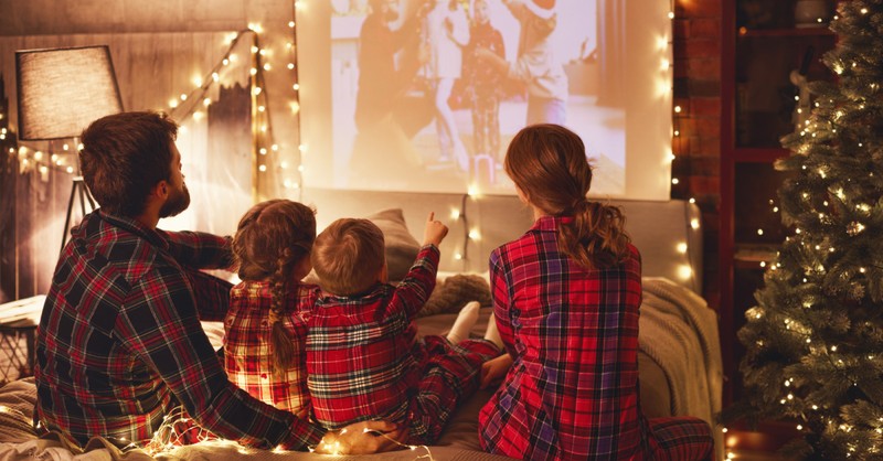 Family watching movies at Christmas, family friendly movies streaming this November