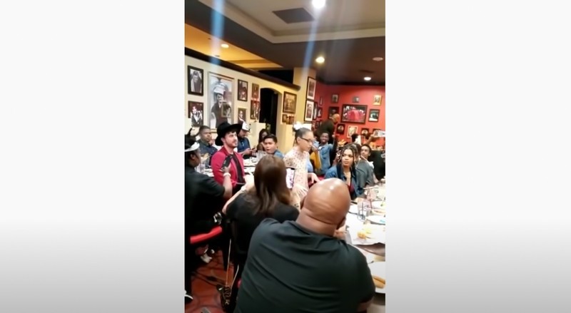 girl sings I'll Be There at restaurant