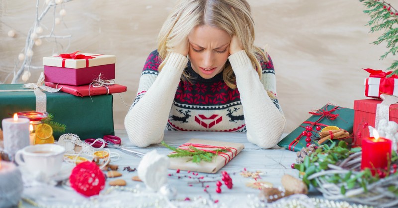 woman looking sad and stressed christmas crafts