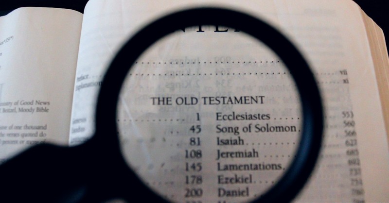 Magnifying glass over the books of the Old Testament