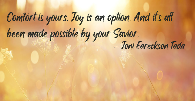 Blurred autumn background with Joni Eareckson Tada quote, modern christian sympathy quotes