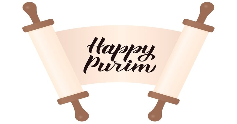 Scroll saying happy purim