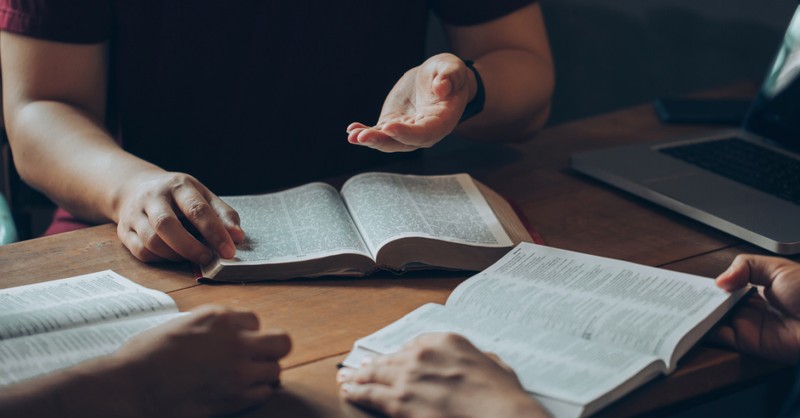 Group studying the Bible together