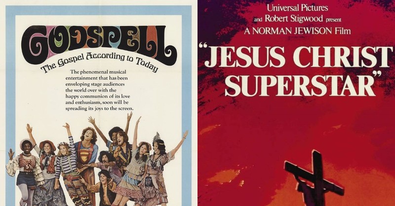 Images of Godspell and Jesus Christ Superstar, 1970s jesus movies