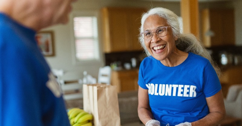 Woman wearing a volunteer tshirt