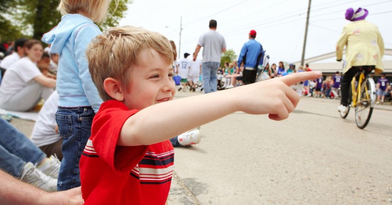 Boy watching a parade