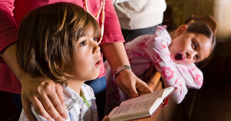 children yawning in church