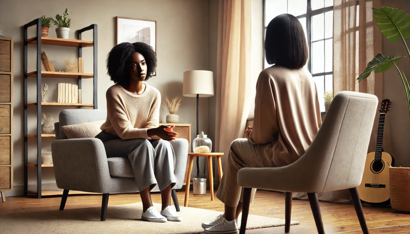 two black women in therapy, AI