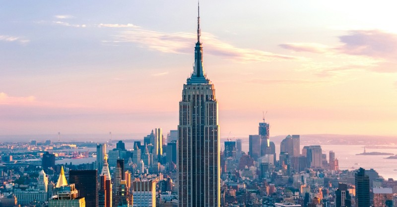 The Empire State Building in New York City at sunset