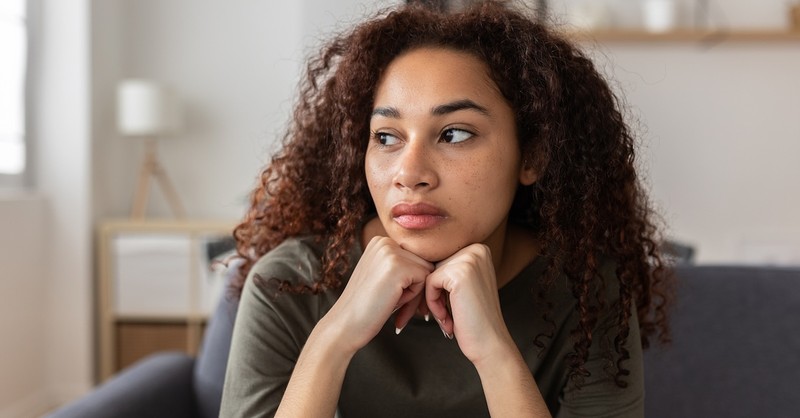 Woman thinking sad depression