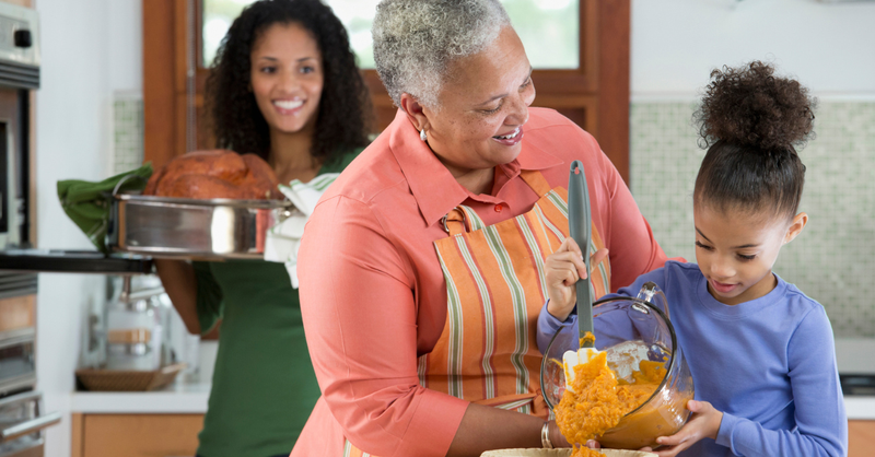 cooking holiday dinner with family