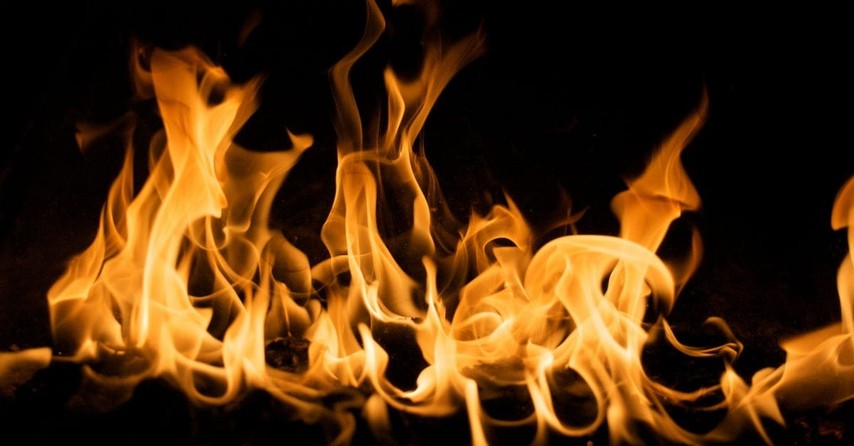 fire burning with black background