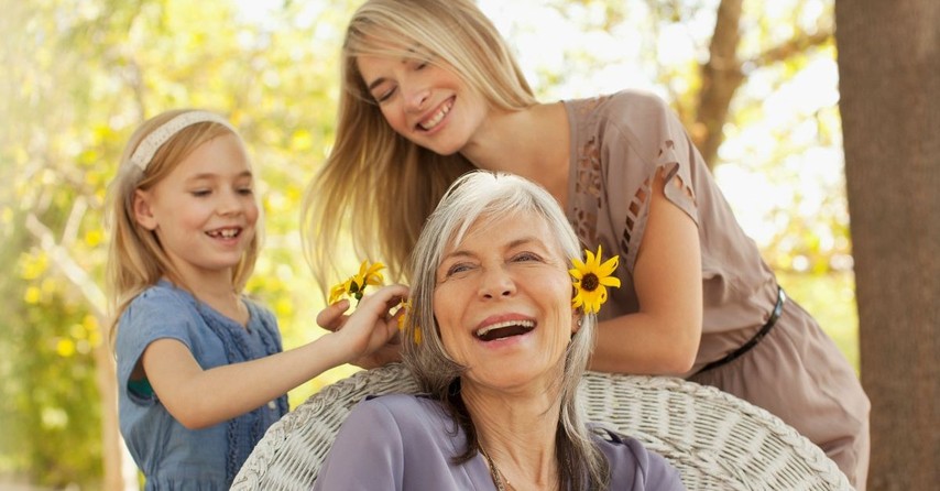 grandma mom daughter having fun